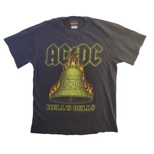 AC/DC Hells Bells Graphic T-Shirt Black Artimonde 2001 Mens Medium Rock Band Tee